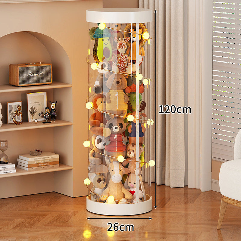 Tall Transparent Cylindrical Plush Toy Display & Storage Tower