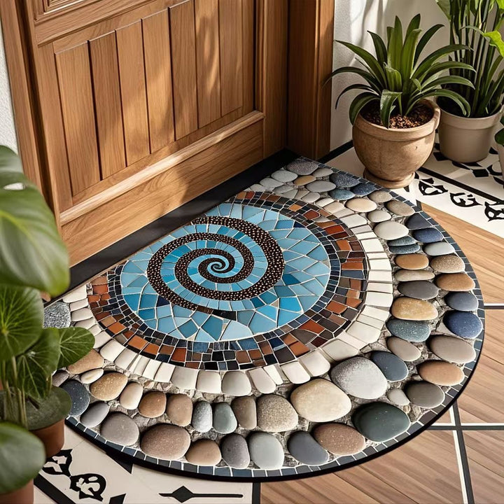 Decorative Spiral Pattern Door Mat for Home