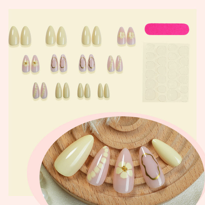 Decorative Press-On Nail Set with Floral and Glossy Design Stornfield