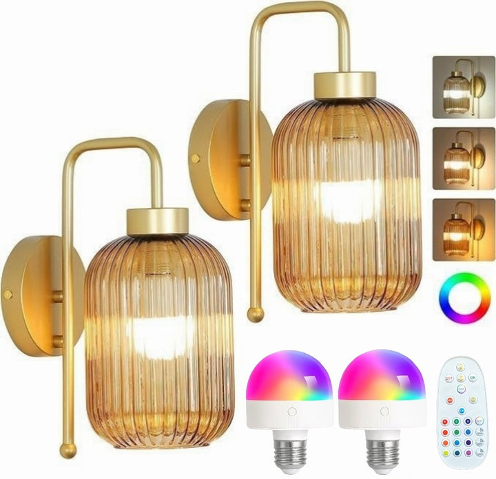 Contemporary Ribbed Glass Wall Light