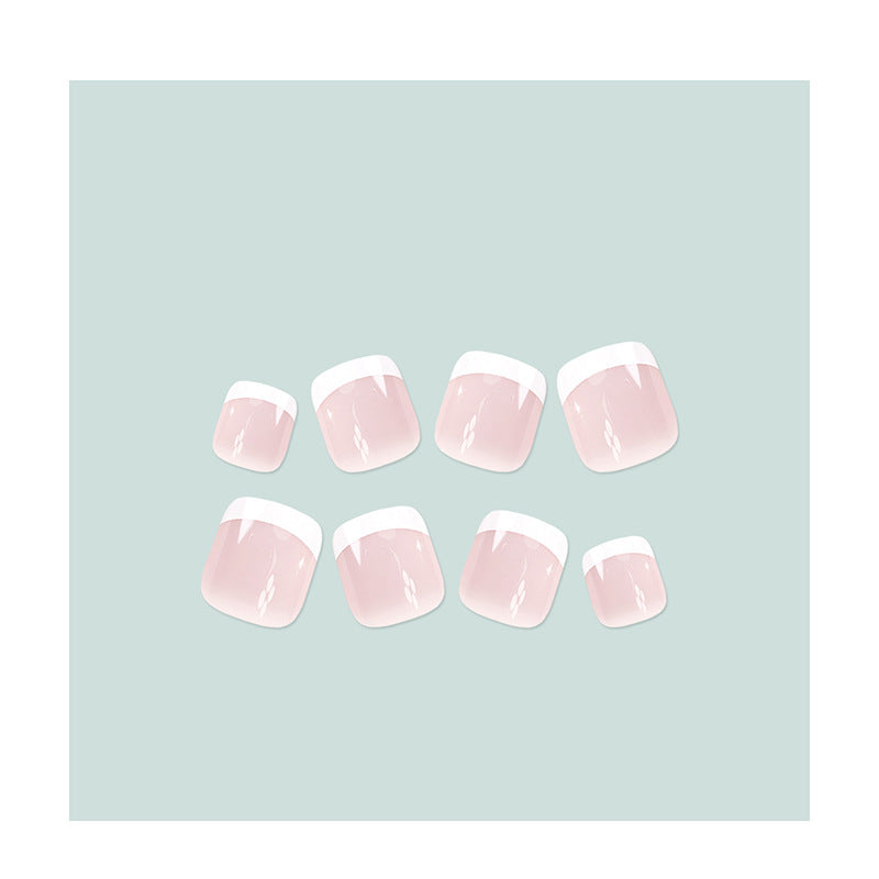 Elegant French Tip Press-On Toenails Stornfield