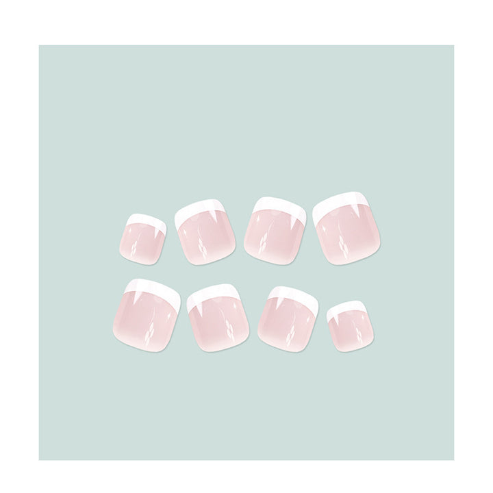 Elegant French Tip Press-On Toenails Stornfield