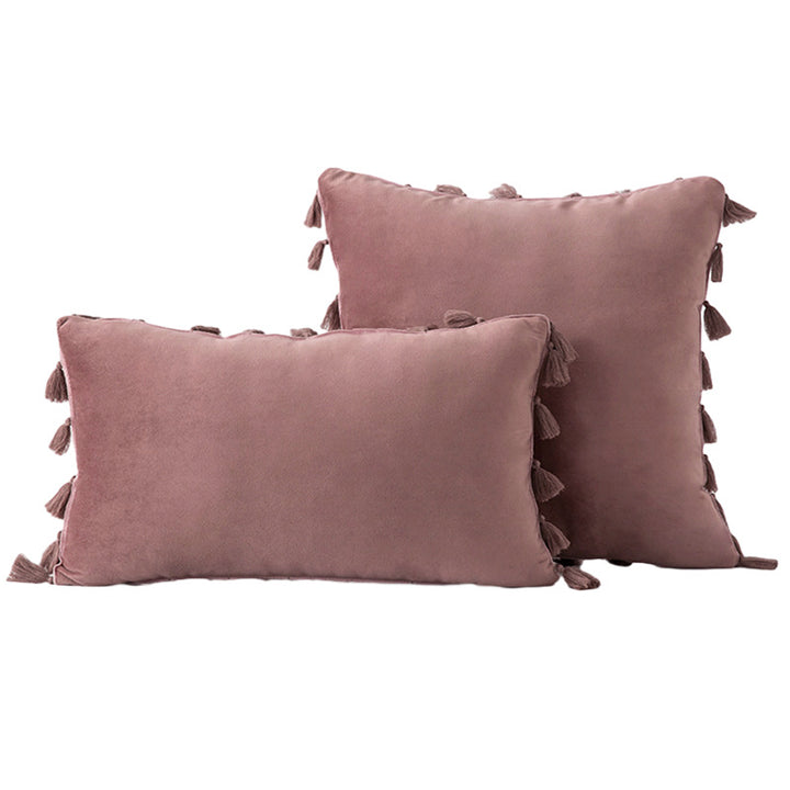 Velvet Tassel-Trim Square and Lumbar Decorative Pillow Set