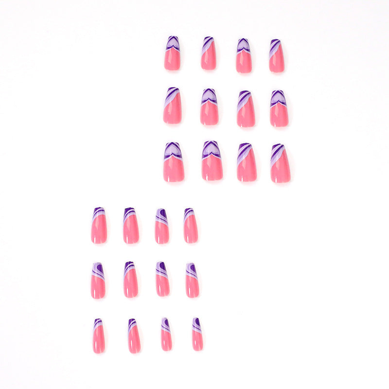 Artistic acrylic nails with creative heart and wave patterns Stornfield