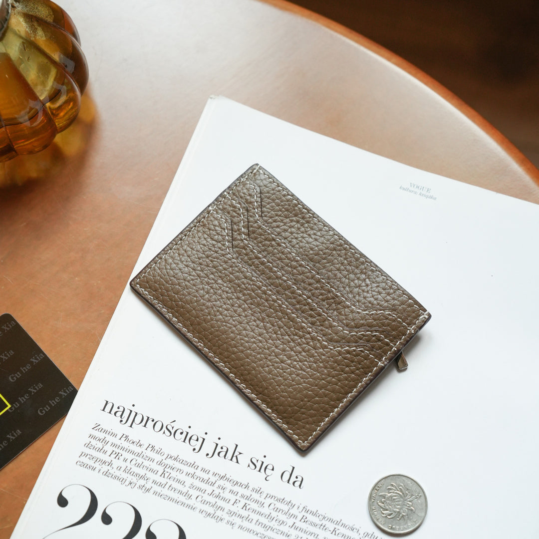 Textured Leather Card Holder Wallet