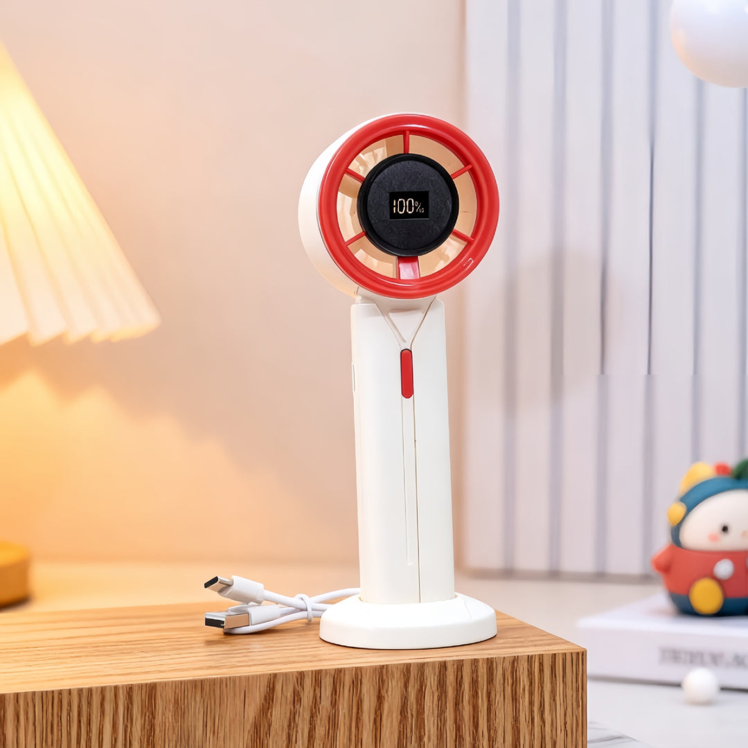 Ladies Portable Hand Fan with LCD Digital Display and USB Charging Function Stornfield