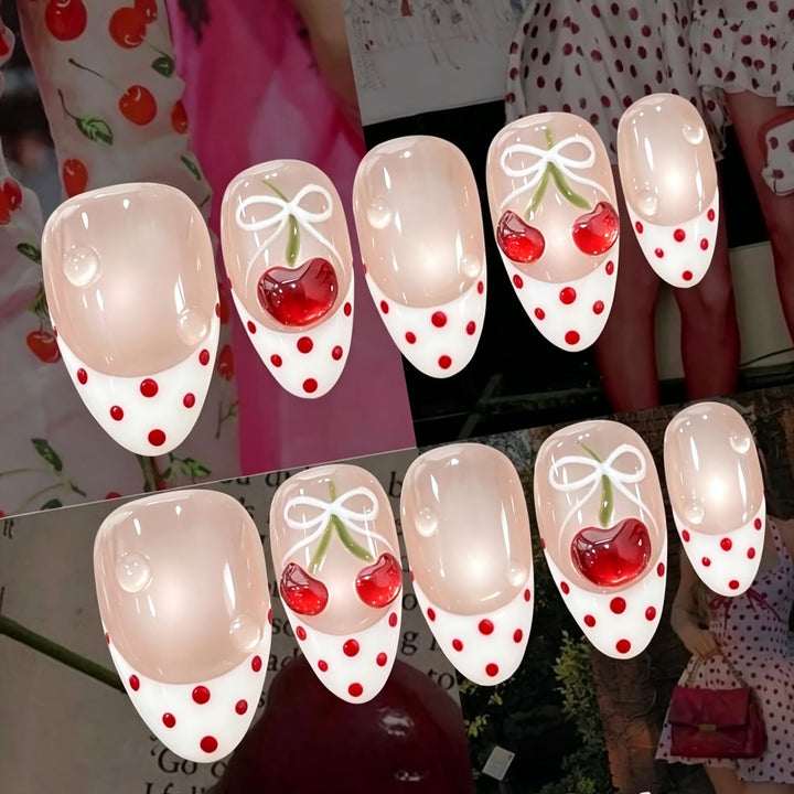 Charming Cherry-Themed Press-On Nail Set Stornfield