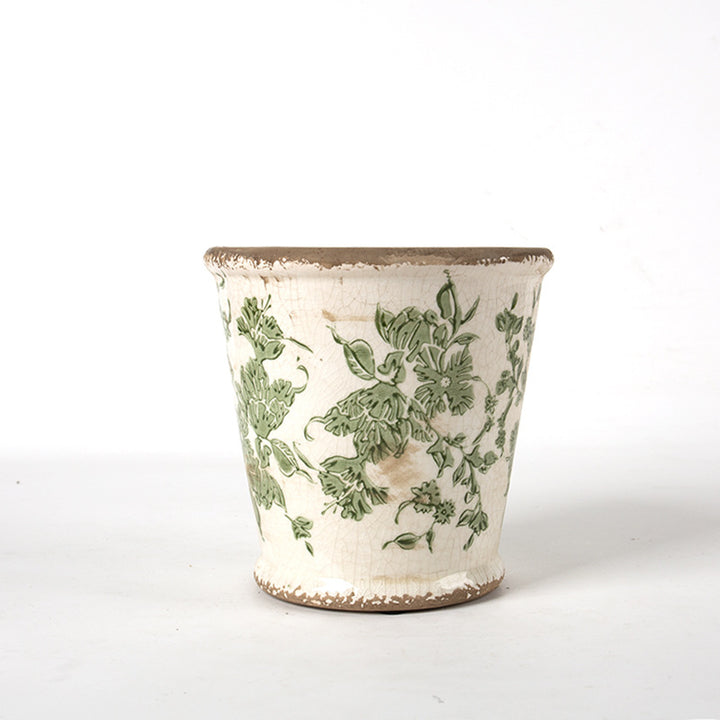 Decorative ceramic flower pot with floral design Stornfield