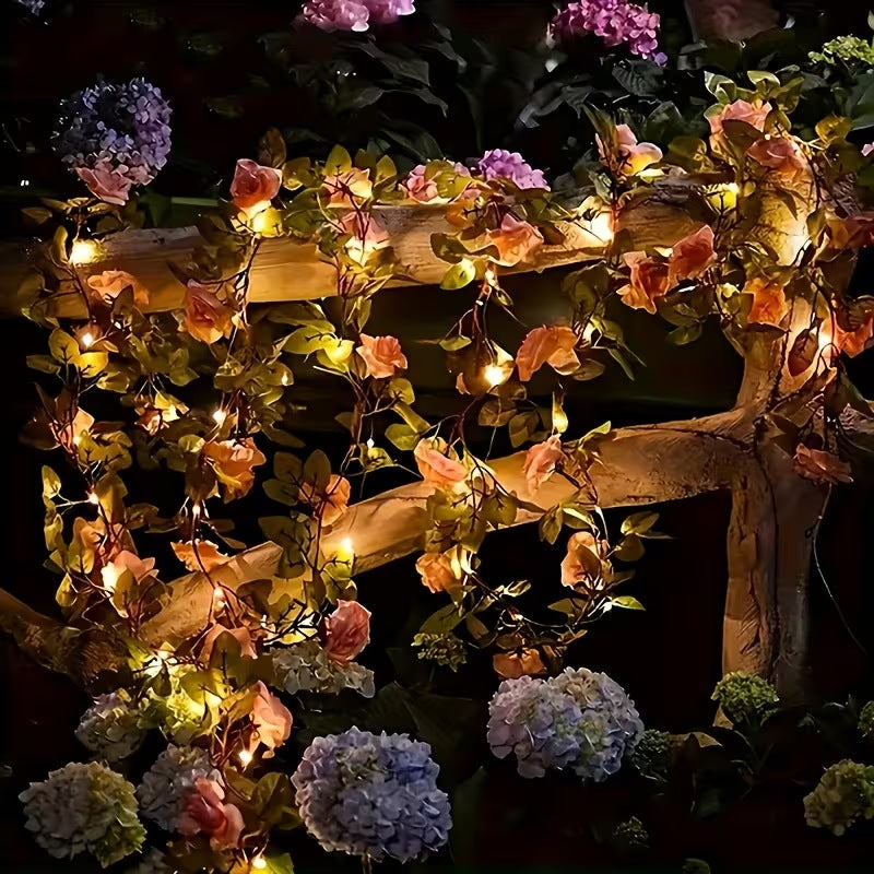 Artificial Rose Vine LED Fairy String Lights Waterproof Copper Wire Stornfield
