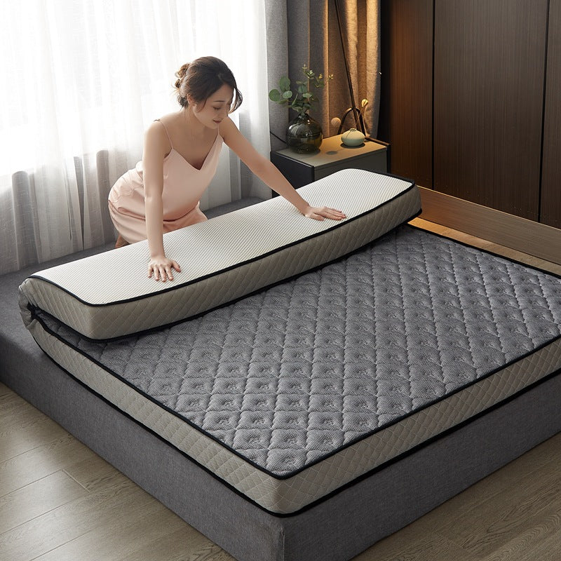 Foldable Quilted Memory Foam Mattress Topper with Breathable Knit Cover & Non-Slip Base