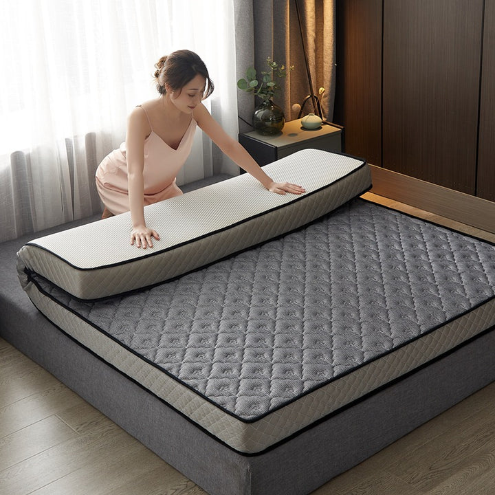 Foldable Quilted Memory Foam Mattress Topper with Breathable Knit Cover & Non-Slip Base