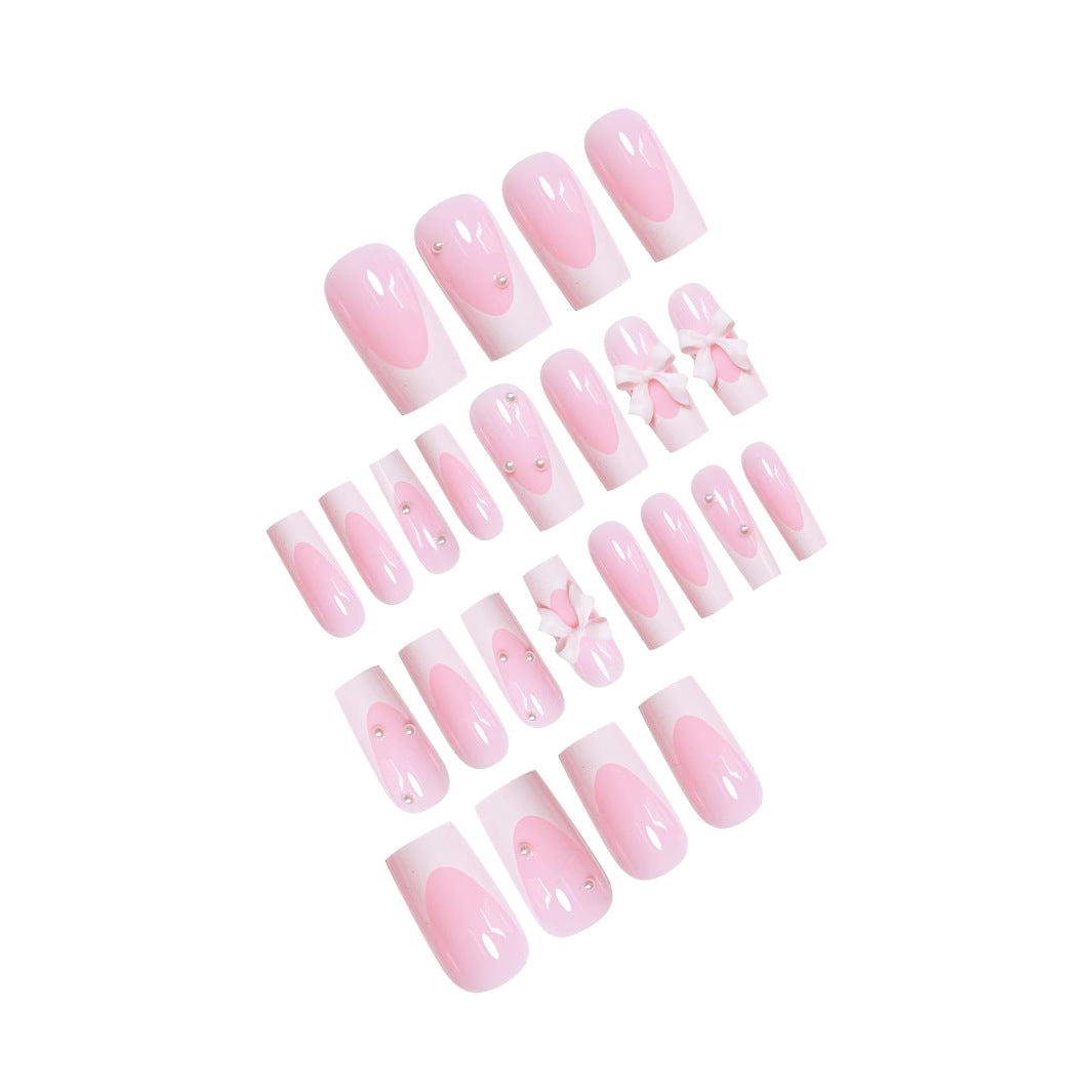 Decorative Press-On Nail Art with Bow Details Stornfield