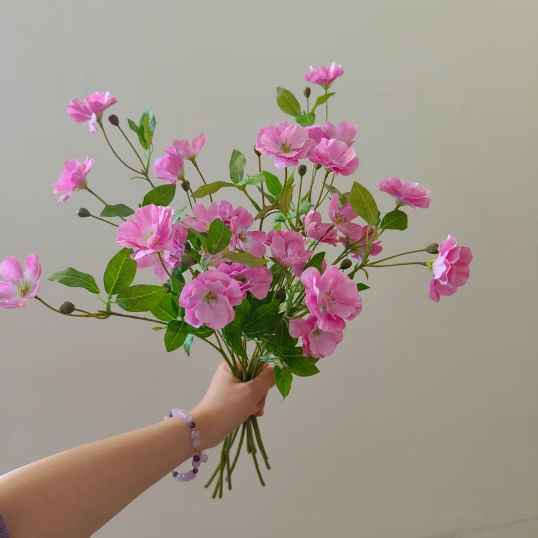 Faux Floral Stem with Lifelike Blooms