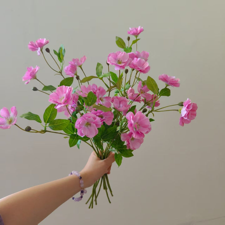 Faux Floral Stem with Lifelike Blooms