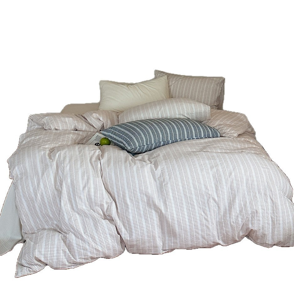 Bedding set with fine Vichy check and breathable cotton percale