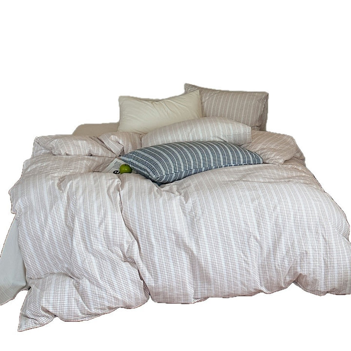 Bedding set with fine Vichy check and breathable cotton percale