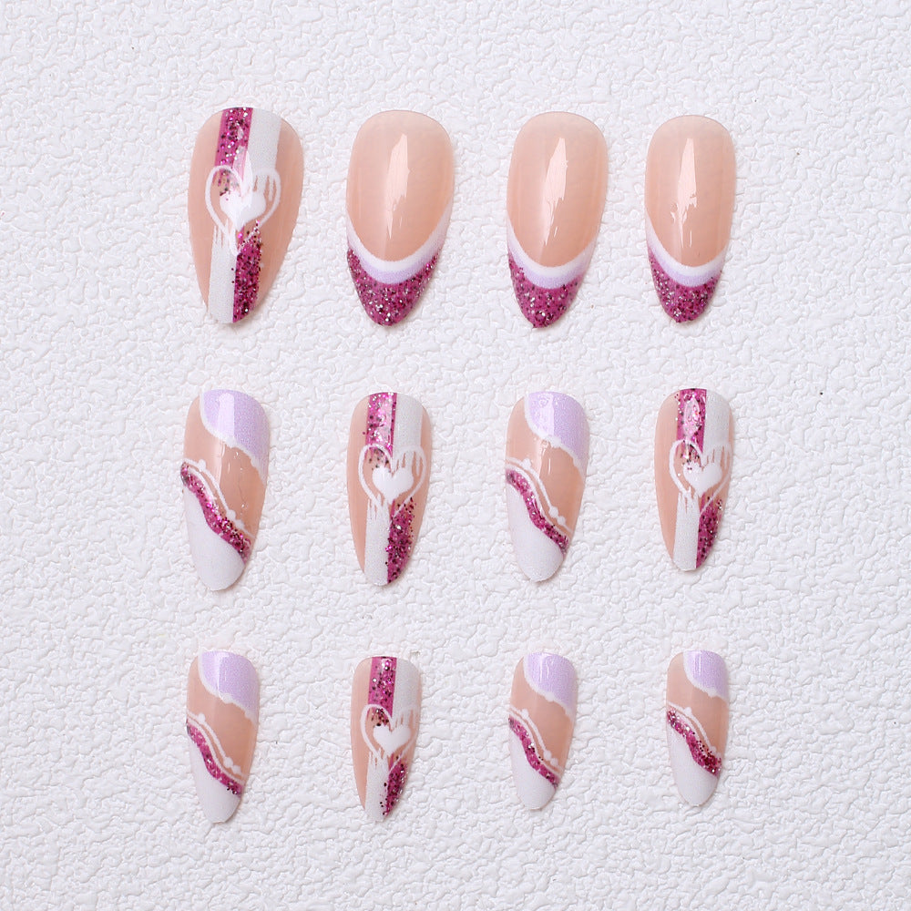 Artistic Glitter Heart Press-On Nails Stornfield