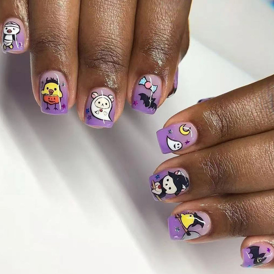 Themed Press-On Nail Set Featuring Halloween Motifs Stornfield