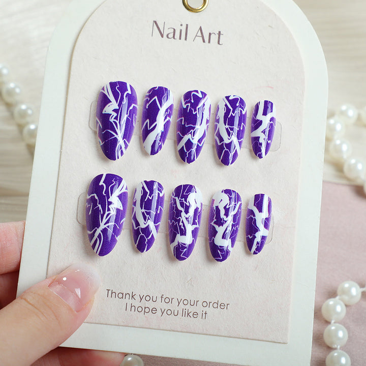 Lightning Bolt Pattern Press-On Nail Art Set