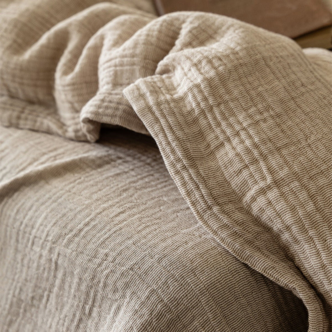 Lightweight Crinkled Cotton Gauze Duvet Cover & Pillowcase Set