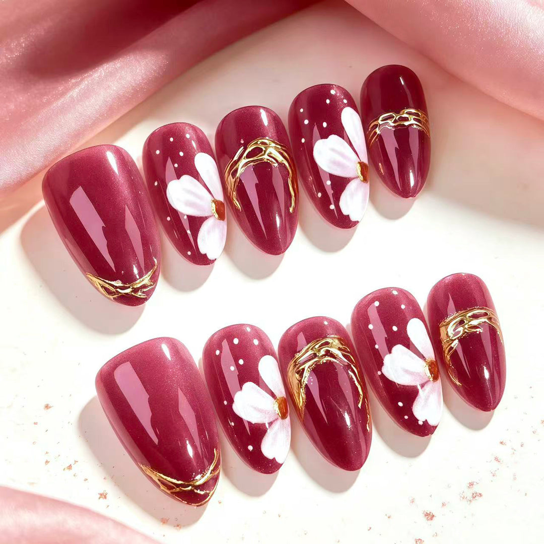 Artistic Floral Press-On Nail Art Set
