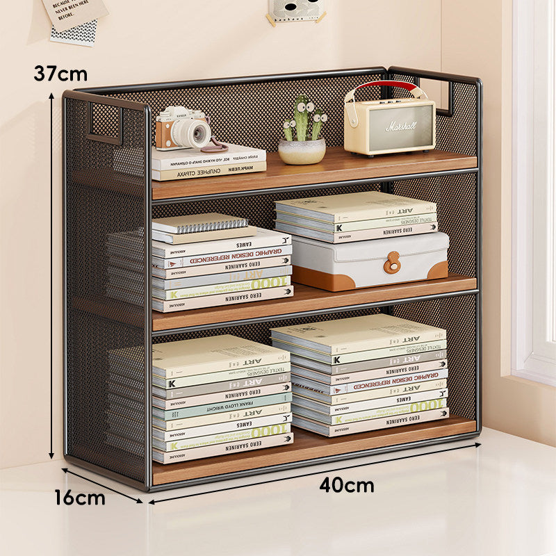 Mesh Tiered Desktop Organizer Shelf with Handle Cutouts