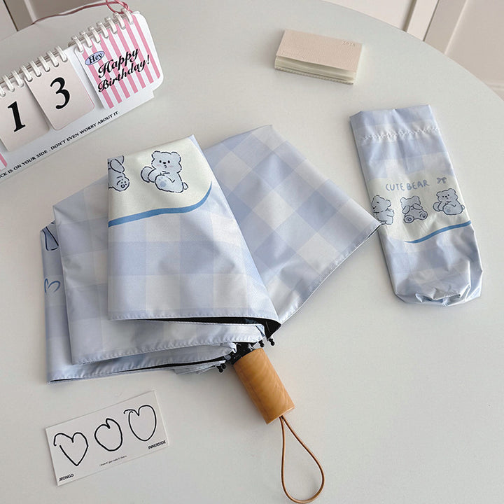 Women's Foldable Umbrella with Playful Checkered Pattern Stornfield