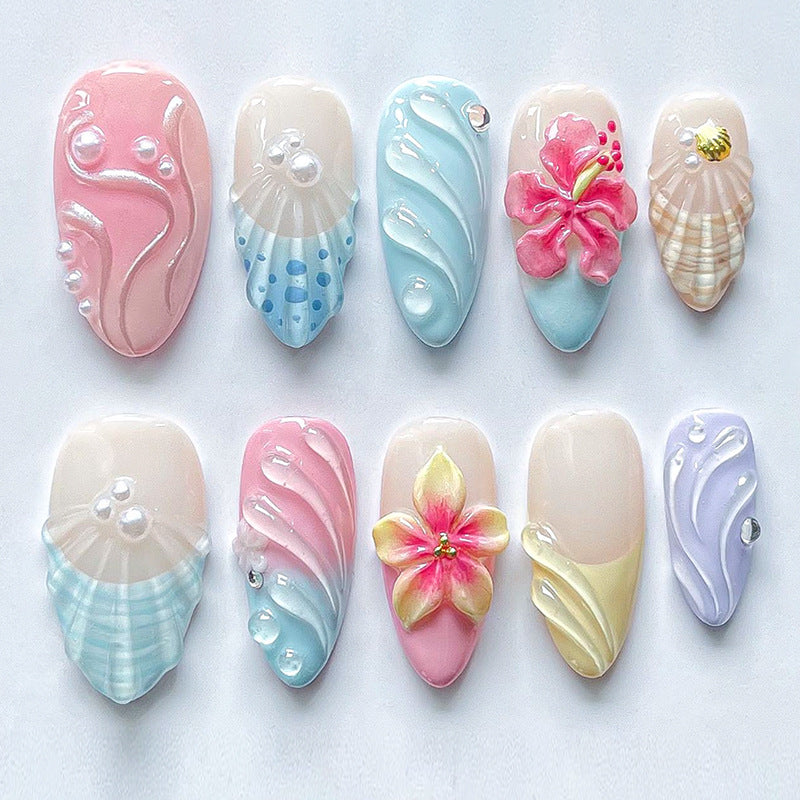 Decorative Press-On Nail Art Set with Premium Floral Designs Stornfield
