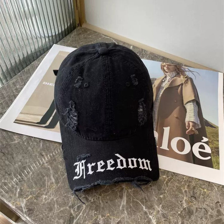 Women's Distressed Freedom Embroidered Baseball Cap Stornfield