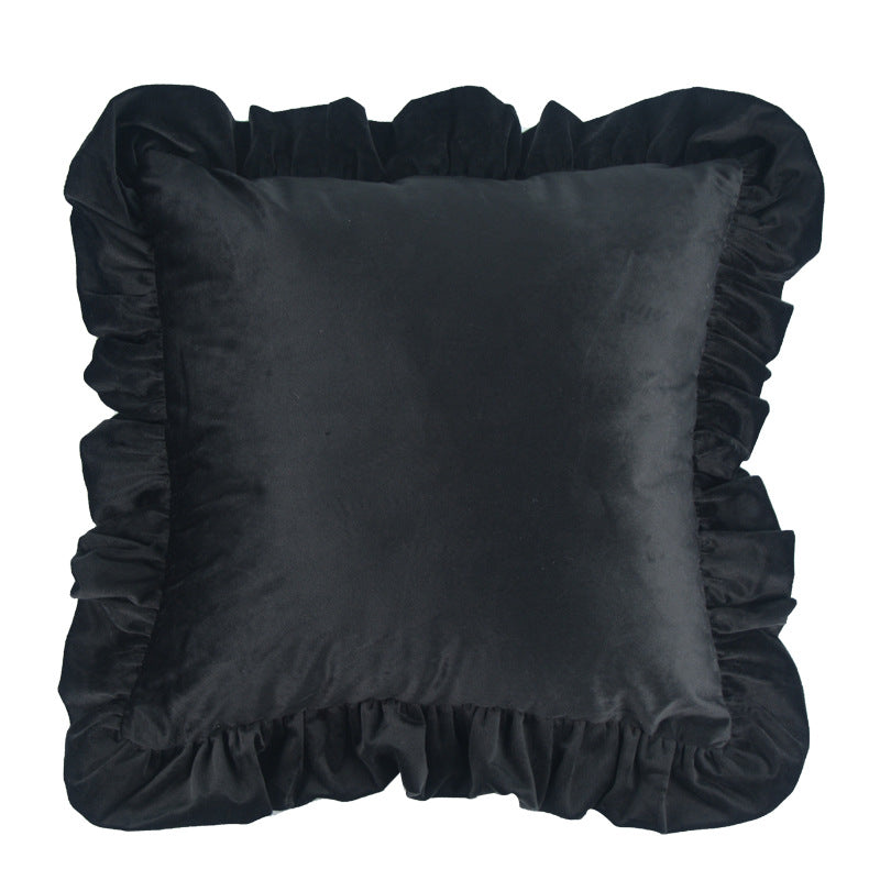 Plush Velvet Ruffled Rectangular Pillow Sham with Hidden Zipper