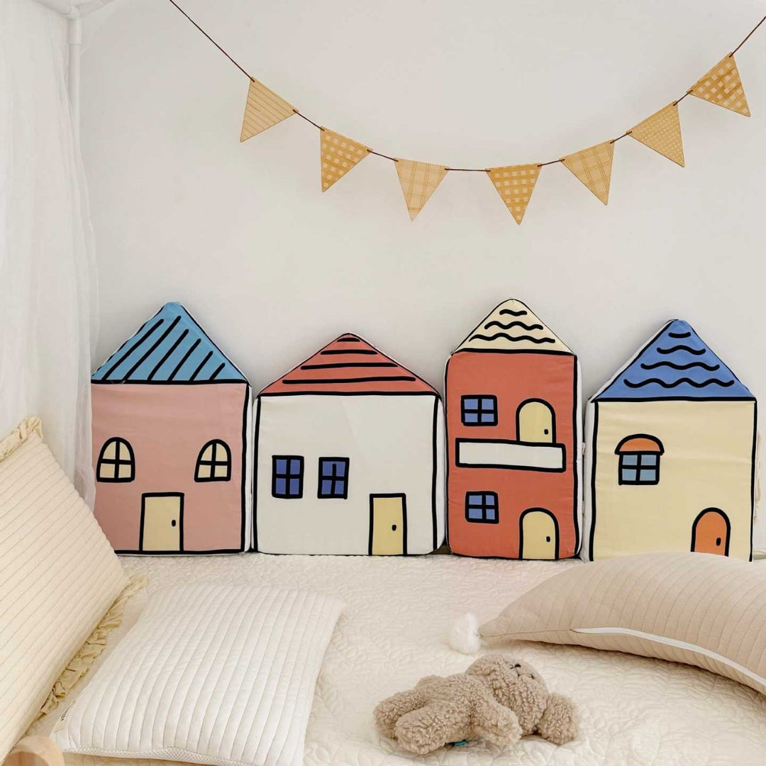 House-Shaped Foam Backrest Cushion Set for Kids Playroom Nursery Decorative Pillows