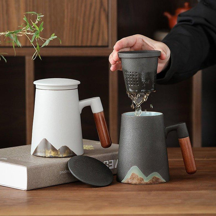 Mountain Themed Ceramic Tea Cups With Filter | Stornfield
