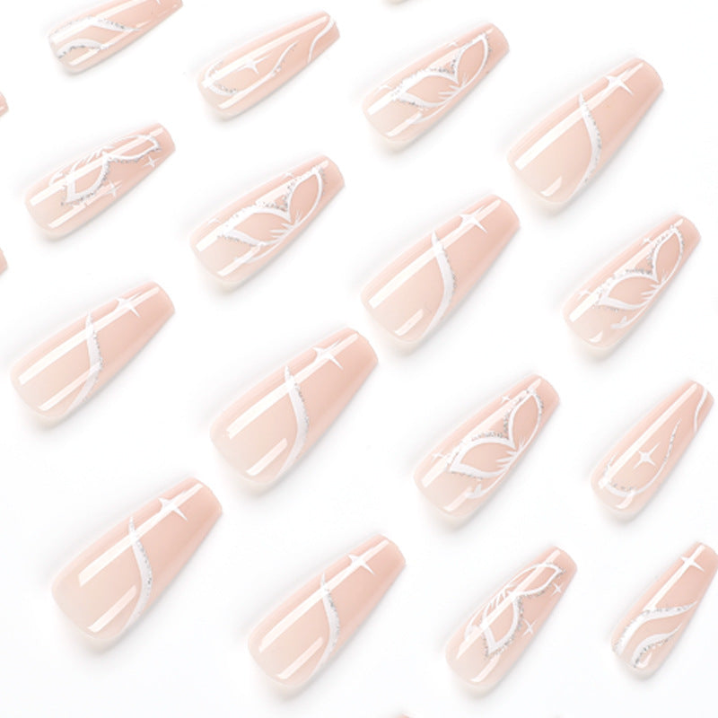Elegant Nail Extensions with Floral Design Stornfield