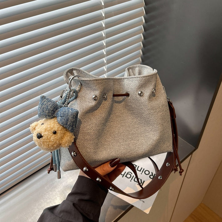 Charming Mini Bucket Bag with Cute Pendant