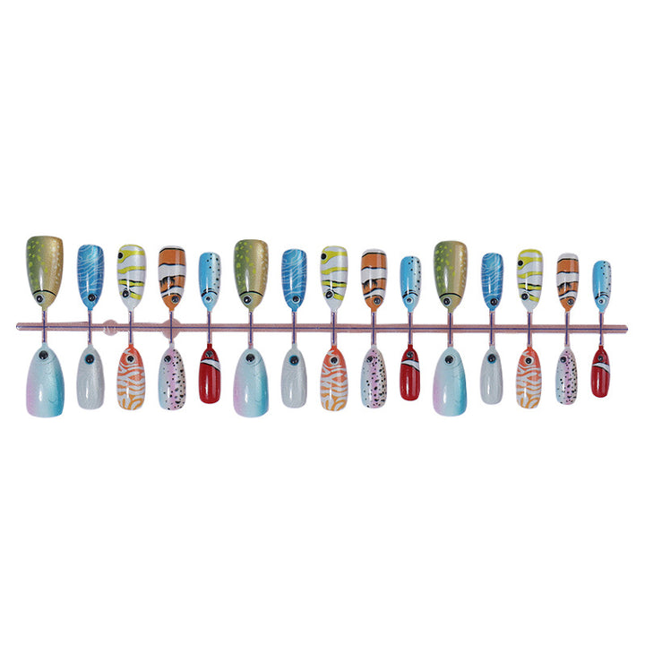 Creative Press-On Nail Art Set with Colorful Fish Designs Stornfield