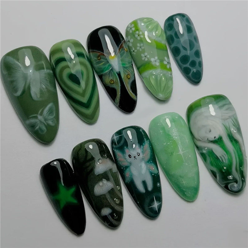 Artistic Cartoon-Themed Press-On Nail Art Set Stornfield
