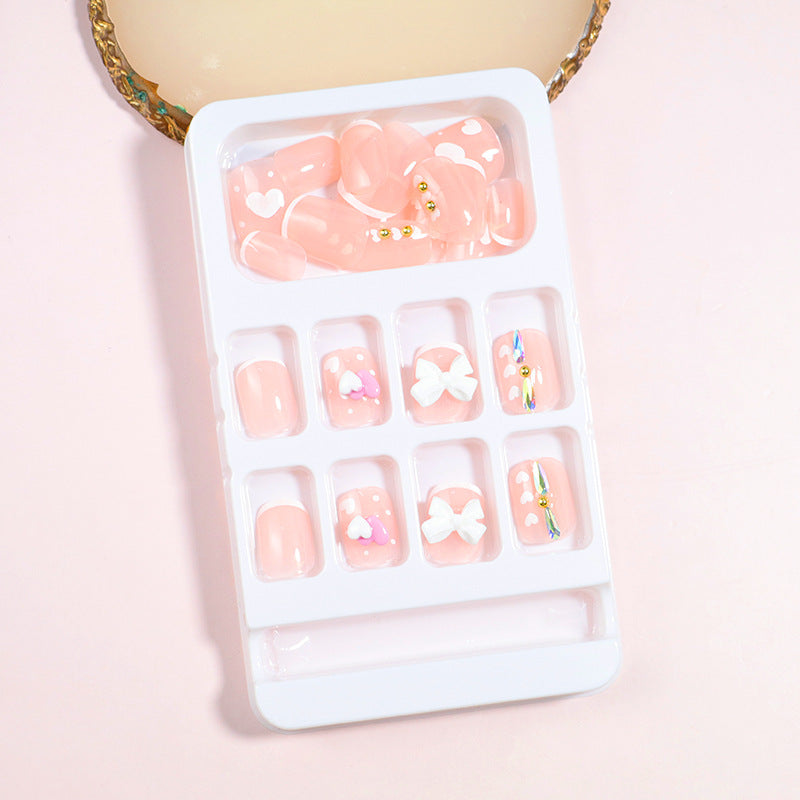Decorative Press-On Nail Art Set with Bow Accents Stornfield