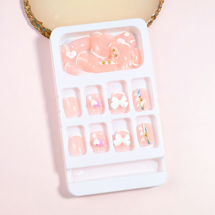 Decorative Press-On Nail Art Set with Bow Accents Stornfield