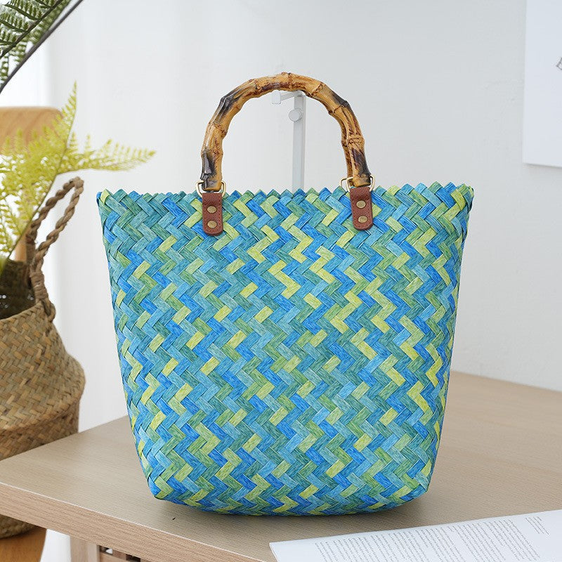 Bamboo Handle Bag Made of Braided Material Stornfield