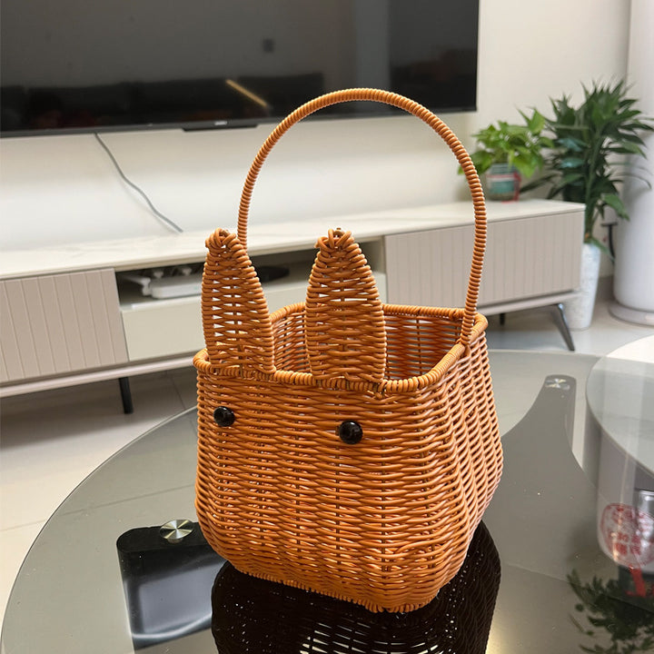 Bunny-Shaped Decorative Woven Storage Basket Stornfield