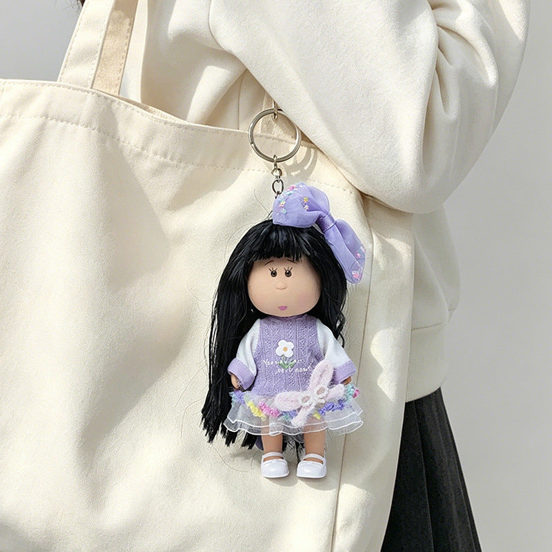Hooded Doll Bag Charm Keychain with Denim Outfit & Loop Strap Stornfield