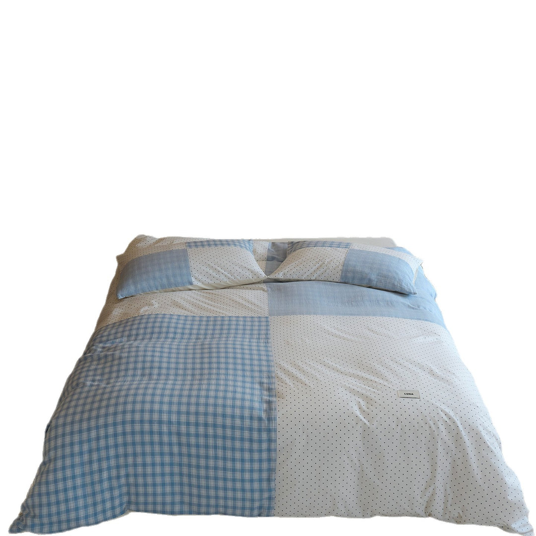 Reversible Brushed Cotton Gingham & Dot Duvet Cover Set