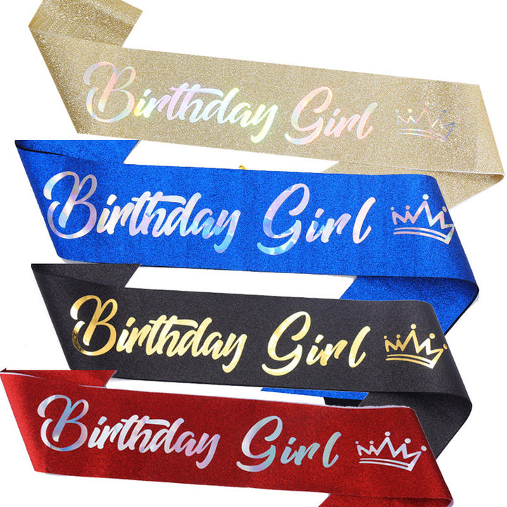 Women's festive birthday sash with glitter Stornfield