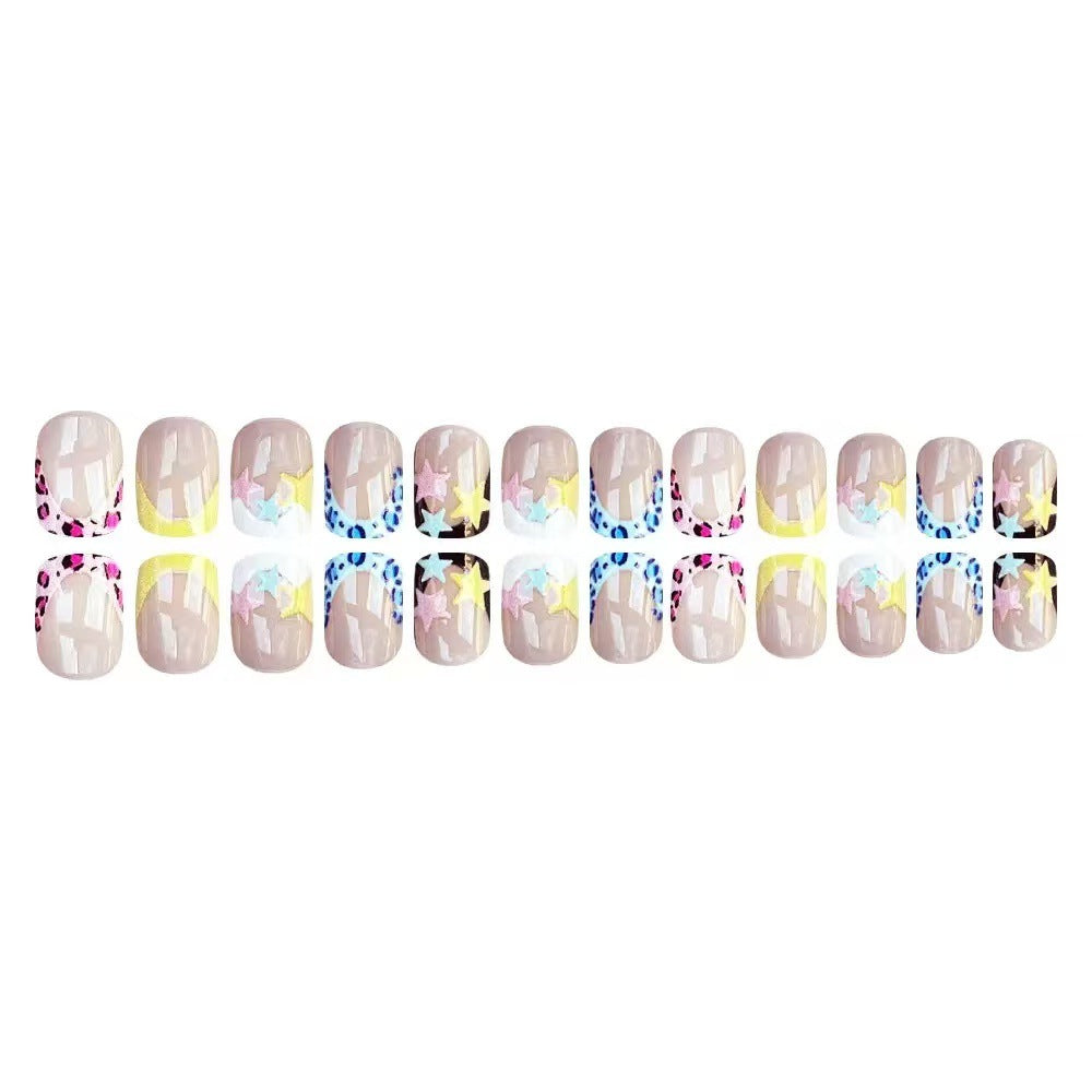 Acrylic nail set with colorful star motifs and modern accents Stornfield