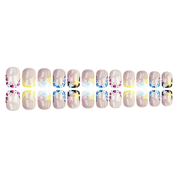 Acrylic nail set with colorful star motifs and modern accents Stornfield