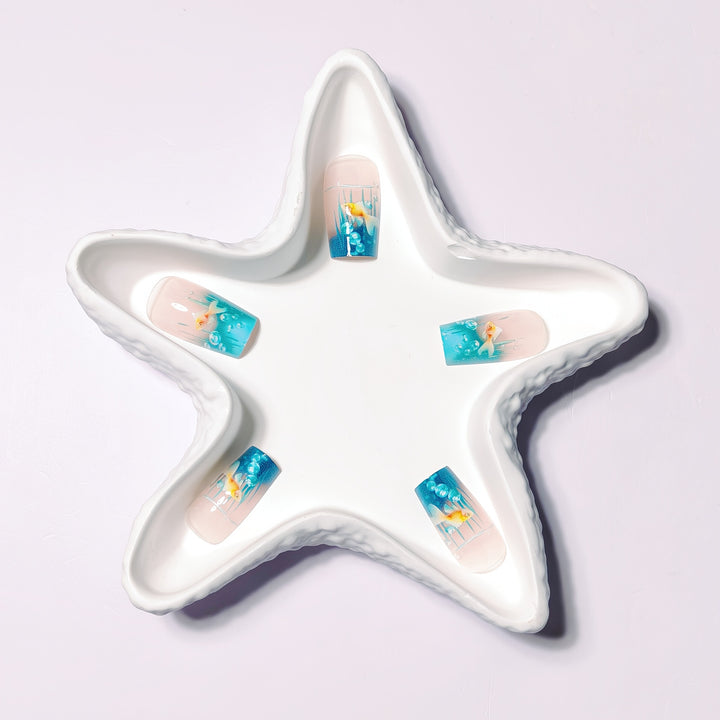Creative art nails with maritime goldfish design Stornfield