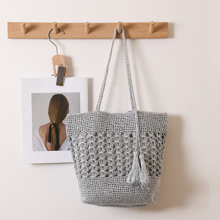 Crocheted tote bag with elegant tassels Stornfield