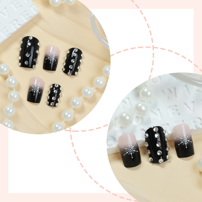 Decorative Press-On Nail Set with Gem Accents Stornfield