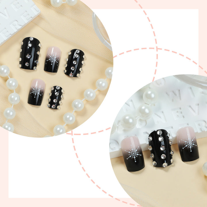 Decorative Press-On Nail Set with Gem Accents Stornfield