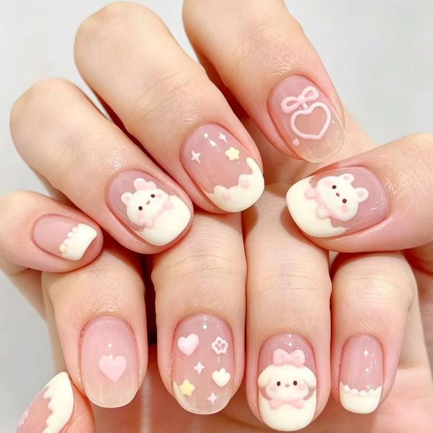 Artistic Coffee-Inspired Press-On Nail Art Set Stornfield